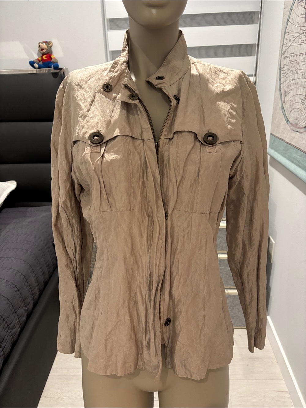 Light Beige Women's Zip-Front Jacket